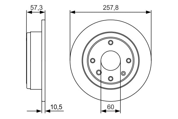 Гальмівний диск задній CHEVROLET LACETTI, NUBIRA; DAEWOO LACETTI, NUBIRA 1.4-2.0D 07.03- 0986479985 BOSCH