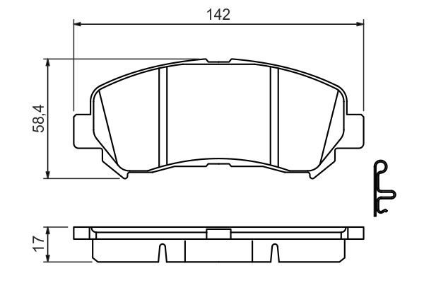 Колодки гальмівні передні NISSAN JUKE, X-TRAIL; SUZUKI KIZASHI 1.6-2.5 06.07- ( 0986494501 BOSCH - фото 1