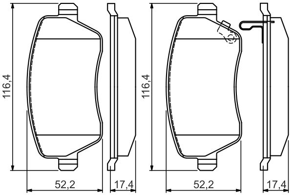 Гальмівні колодки передні NISSAN MICRA III, MICRA IV, MICRA V, NOTE; RENAULT ZOE 0.9-Electric 06.05- ( 0986494573 BOSCH