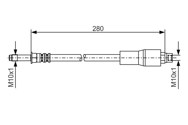 Гальмівний шланг задній (довжина 280мм, F10x1/M10x1) BMW 5 (E39) 2.0-4.9 09.95- 1987476173 BOSCH - фото 1