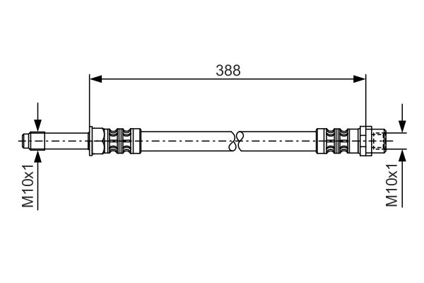 Тормозной шланг задний (388мм, M10x1/M10x1) MERCEDES SPRINTER (902\903\906) 1.8-3.5 01.9 1987476300 BOSCH - фото 1