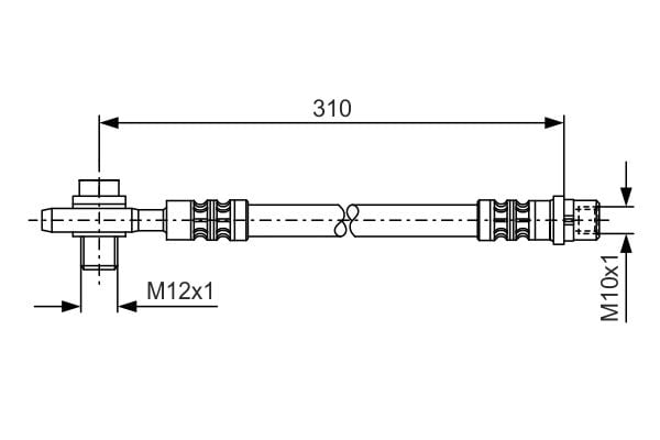 Гальмівний шланг задній (длина 310мм, 10мм, M12x1/M10x1) AUDI A6; VW PASSAT 1.6-4.2 10.96-05 1987476308 BOSCH
