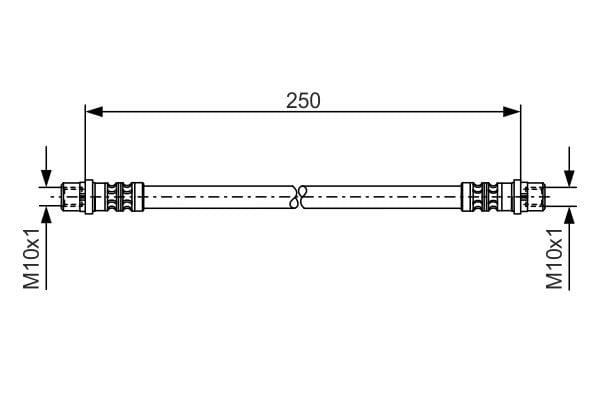 Гальмівний шланг задній (250мм ) VW TRANSPORTER CARAVELLE VI, TRANSPORTER V, TRANSPORTER VI 1.9D-3.2 04. 1987476309 BOSCH