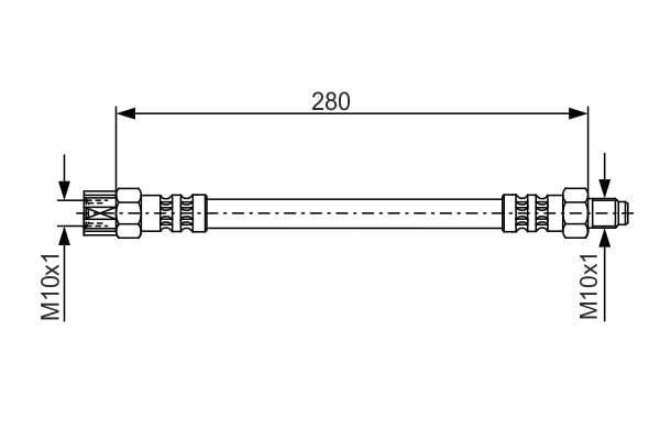 Тормозной шланг задний (280мм, M10x1/M10x1) MERCEDES 123 (C123), 123 (W123), 124 (W124) 1.8-6.0 05.71-10. 1987476396 BOSCH