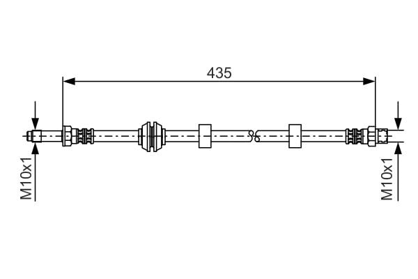 Тормозной шланг передний (435мм, M10x1/M10x1) SEAT IBIZA II; VW CADDY II, GOLF IV, POLO 1.0-2.9 09.88-01. 1987476415 BOSCH