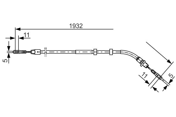 Трос стоянкових гальм задній правий (1932мм/1770мм) MERCEDES M (W163) 2.3-5.4 1987477904 BOSCH