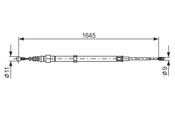 Трос ручника (1645мм/1043мм) SEAT CORDOBA, IBIZA III; SKODA FABIA I, FABIA II; VW POLO 1.2-2.0 12.9 1987482191 BOSCH