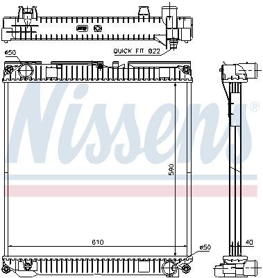 Радіатор охолодження двигуна HYUNDAI SANTA FÉ II 2.2D/2.7 03.06-12.12 67505 NISSENS - фото 1