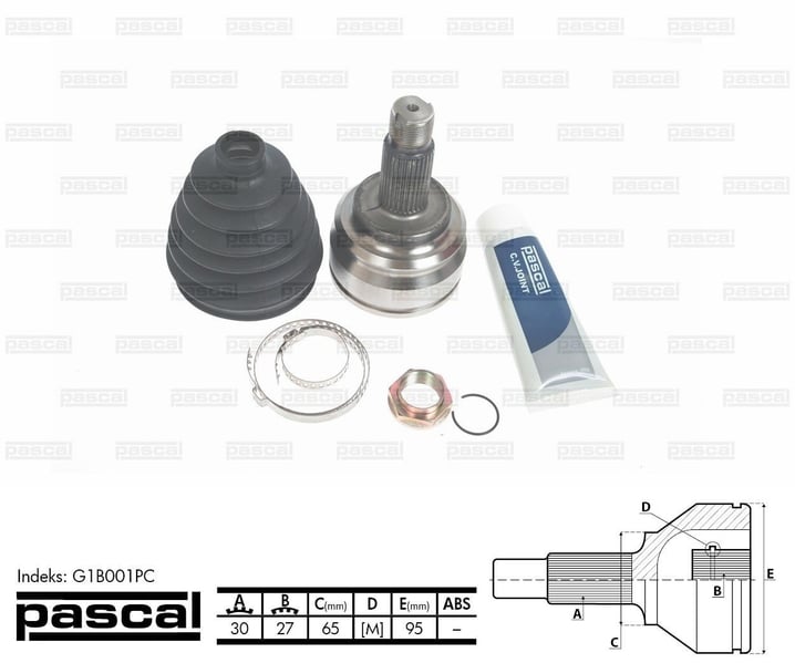 ШРУС зовнішній (30z/27z/65мм) BMW X5 (E53) 3.0-4.8 01.00-10.06 G1B001PC PASCAL