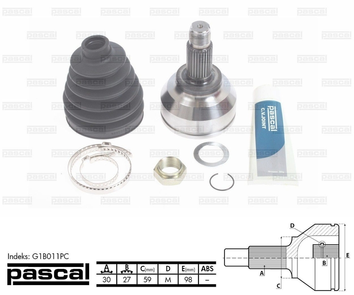 ШРУС зовнішній (30z/27z/59мм) BMW 3 (E46) 2.5/3.0/3.0D 01.00-05.05 G1B011PC PASCAL - фото 1