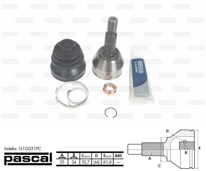 ШРУС зовнішній (25z/24z/527мм) FORD FOCUS 1.8D 03.01-11.04 G1G031PC PASCAL