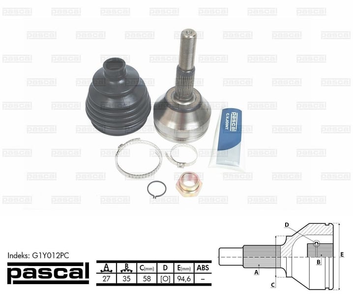 ШРУС внешний (27z/35z/58мм) JEEP CHEROKEE LIBERTY 2.4-3.7 01.01- G1Y012PC PASCAL