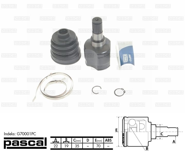 ШРУС внутрішній (22z/19z/35мм) DAEWOO MATIзуб TICO 0.8 02.95- G70001PC PASCAL