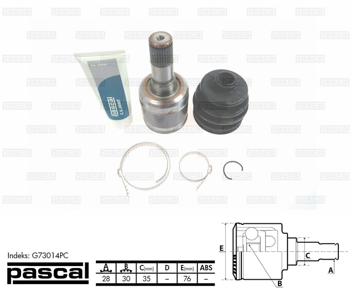 ШРУС внутренний левый (28z/30z/35мм) MAZDA 626 V 2.0/2.0D 05.97-10.02 G73014PC PASCAL