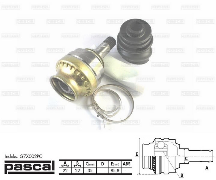 ШРУС внутренний (22z/22z/35мм) OPEL ASCONA C ASTRA F CORSA A CORSA B KADETT E TIGRA 1.2-1.7D 08.79-06.05 G7X002PC PASCAL