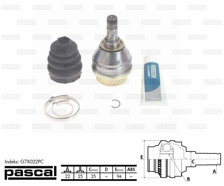 ШРУС внутренний (22z/25z/35мм) OPEL ASTRA F CALIBRA A KADETT E VECTRA A\B ZAFIRA A 1.6-2.6 08.84-06.05 G7X022PC PASCAL