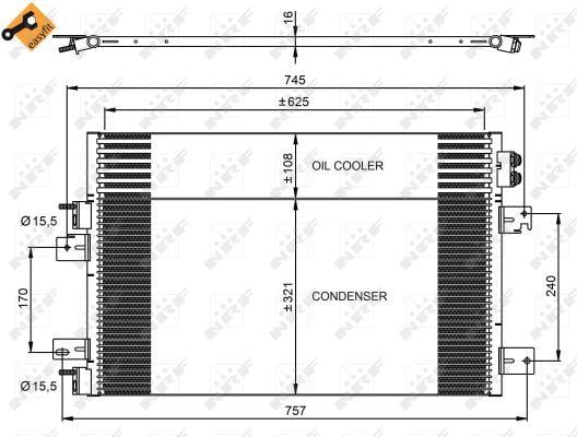 Радиатор кондиционера CHRYSLER SEBRING DODGE AVENGER JEEP COMPASS PATRIOT 2.0-2.7 08.06- 350031 NRF - фото 1