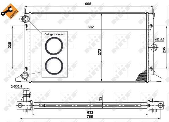 Радиатор охлаждения двигателя FORD GALAXY SEAT ALHAMBRA VW SHARAN 1.8-2.0LPG 03.95-03.10 50592 NRF