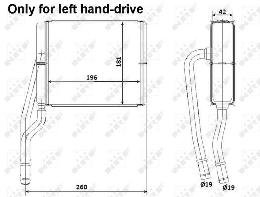 Радиатор печки (181x196x42) FORD FOCUS TOURNEO CONNECT TRANSIT CONNECT 1.4-2.0 08.98-12.13 53206 NRF