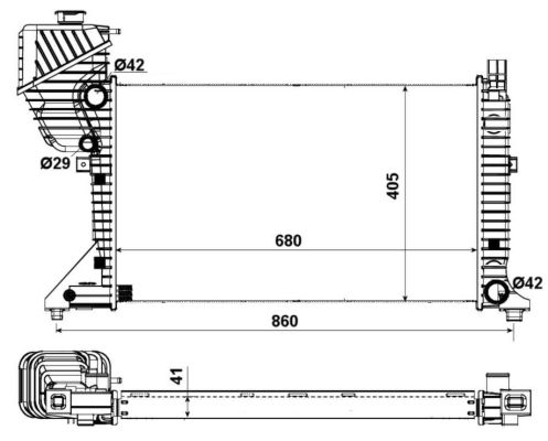 Радіатор двигуна (МКПП) MERCEDES SPRINTER 2-T (901 902) SPRINTER 3-T (903) SPRINTER 4-T (904) SPRINTER 5-T (905) SPRINTER (905) 2.1D-2.7D 02.95- 55348A NRF