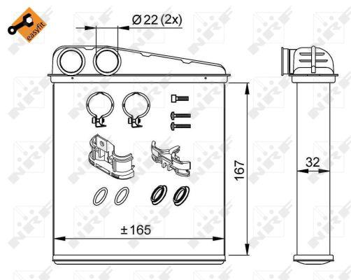 Радиатор печки (165x167x32) NISSAN MICRA III NOTE RENAULT CLIO III TWINGO II 1.0-2.0 01.03- 58211 NRF