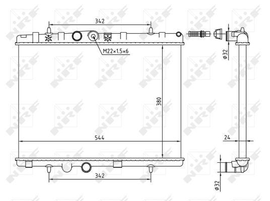 Радиатор охлаждения двигателя (МКПП) CITROEN C2 C2 ENTERPRISE C3 AIRCROSS II C3 I C3 II C3 III C3 PICASSO C4 CACTUS C-ELYSEE DS3 DS DS 3 PE 58226A NRF