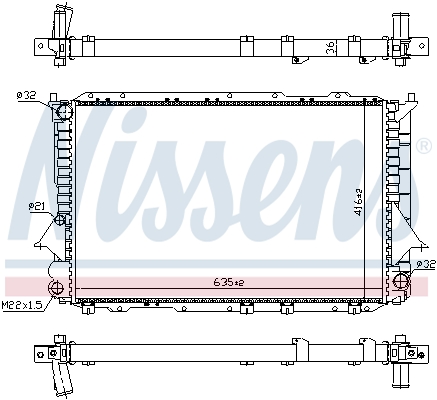 Радиатор охлаждения двигателя Audi 100 (C4) (90-) 2.8 i 60458 Nissens