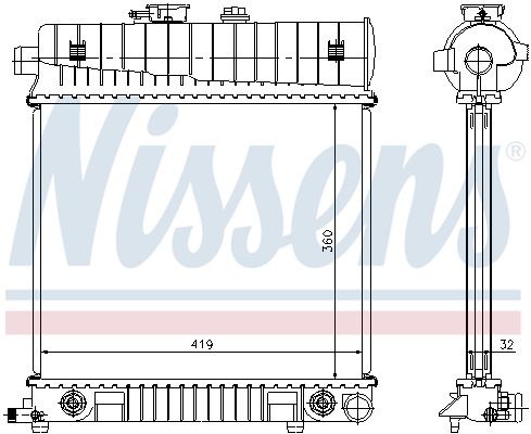 Радиатор охлаждения двигателя Mercedes C-Class W202 (93-) 62708A Nissens