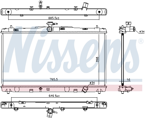 Радиатор охлаждения двигателя Toyota Camry 50 (11-) 2.5 i 16V 646869 Nissens - фото 1