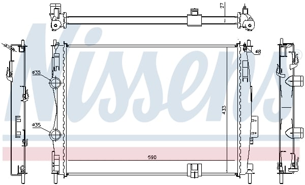 Радиатор охлаждения двигателя Nissan Qashqai (J10) (07-) 67367 Nissens - фото 1