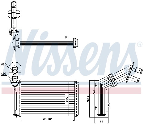 Радіатор пічки (262x154x42) FORD GALAXY SEAT ALHAMBRA VW SHARAN 1.8-2.8 03.95-03.10 73973 NISSENS - фото 1