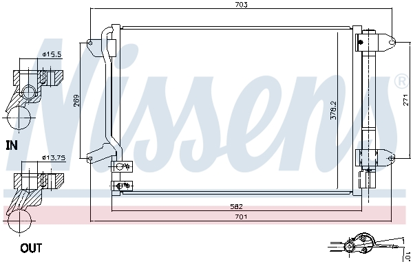 Радіатор кондиціонера (з осушувачем) VW BEETLE JETTA IV 1.2-2.5 04.10- 940238 NISSENS