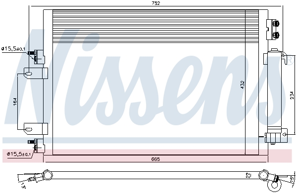 Конденсатор кондиционера JEEP Conpass (07-) 2.0 i 16V (+) 940570 Nissens