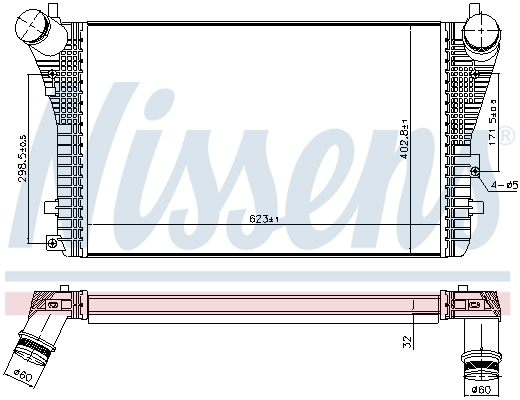 Інтеркулер AUDI A3 SEAT ALTEA LEON SKODA OCTAVIA II SUPERB II VW BEETLE CADDY CADDY IV 1.4-2.0D 05.03- 96568 NISSENS