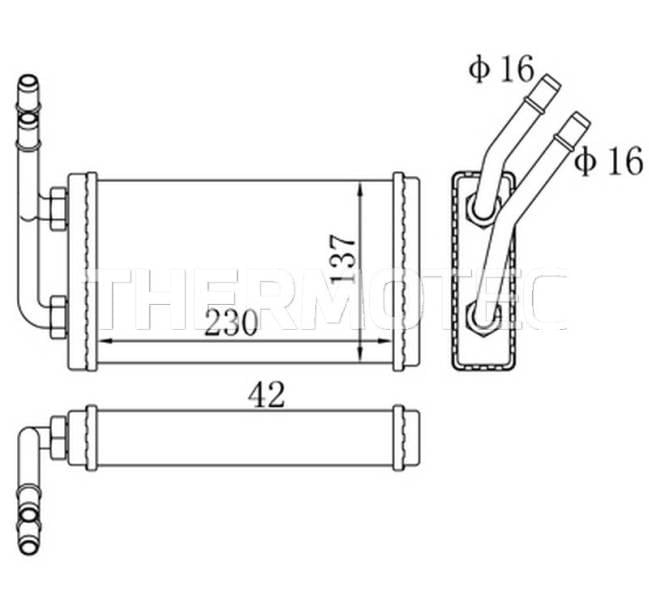 Радіатор пічки (230x138x42) FORD TRANSIT TRANSIT TOURNEO 2.0-2.5D 06.94-12.00 D6G010TT THERMOTEC