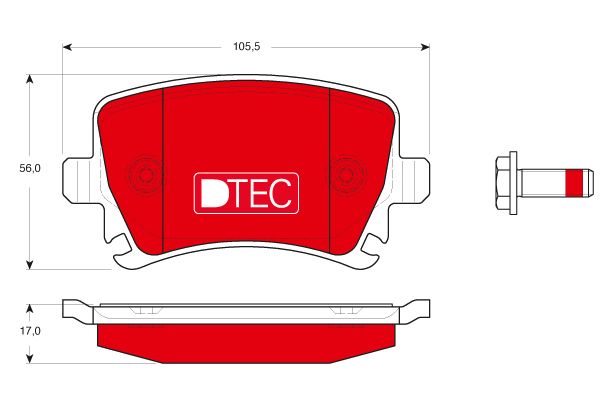 Гальмівні колодки задні AUDI A3 A4 A6 SEAT ALTEA LEONI SKODA OCTAVIA SUPERB I 1.0-4.2 12.95- GDB1622DTE TRW