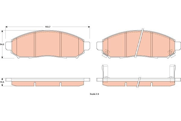 Гальмівні колодки передні NISSAN LEAF NP300 NAVARA NV200 NV200 / EVALIA PATHFINDER III 2.5D-Electric 01.05- GDB3520 TRW