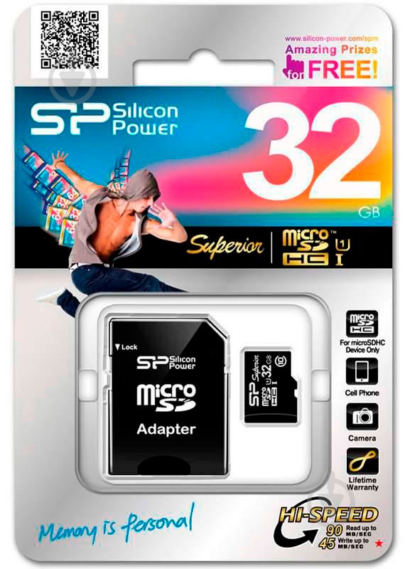 Карта памяти Silicon Power MicroSDHC 32GB+SD adapter - фото 2
