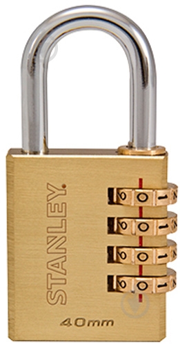 Замок навесной с 4-значным кодом Stanley S742-053 40 мм 81133371401 - фото 1 Замок навесной с 4-значным кодом Stanley S742-053 40 мм 81133371401 - фото 1