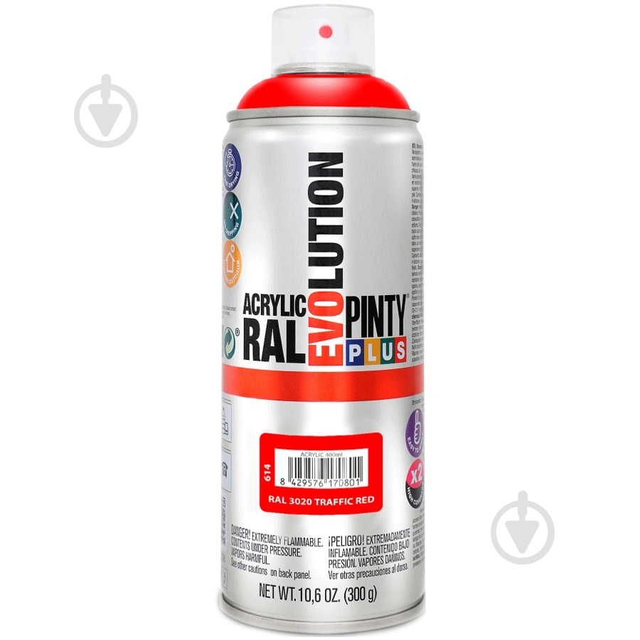 Фарба аерозольна акрилова (Ral 3020) 400 мл Evolution PINTYPLUS - фото 1