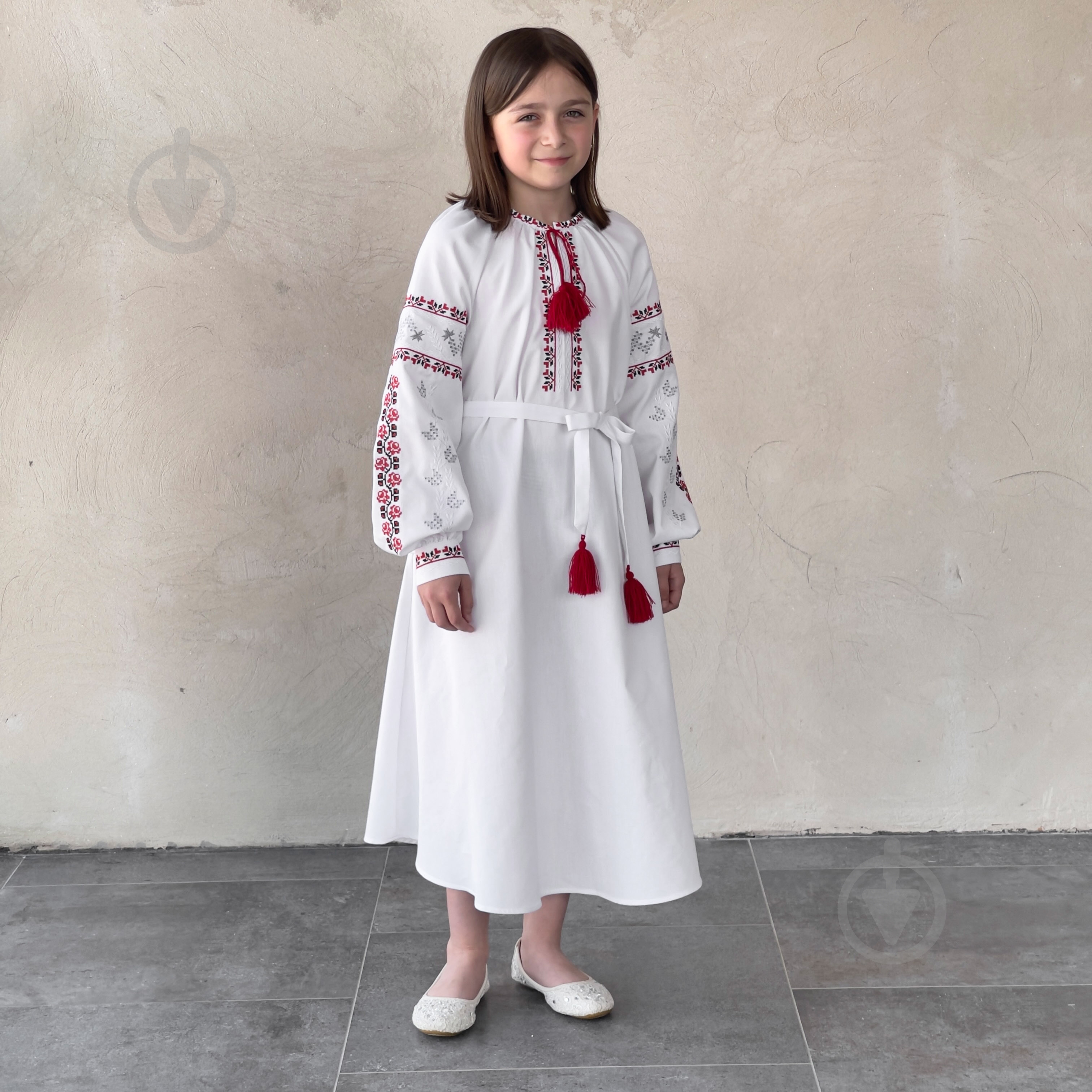 Платье Эдельвика р.140 белый 162-25/09 - фото 1