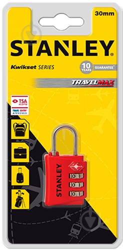 Замок навесной кодовый Stanley с индикатором безопасности TSA S742-055 30 мм 81141393401 красный - фото 2 Замок навесной кодовый Stanley с индикатором безопасности TSA S742-055 30 мм 81141393401 красный - фото 2