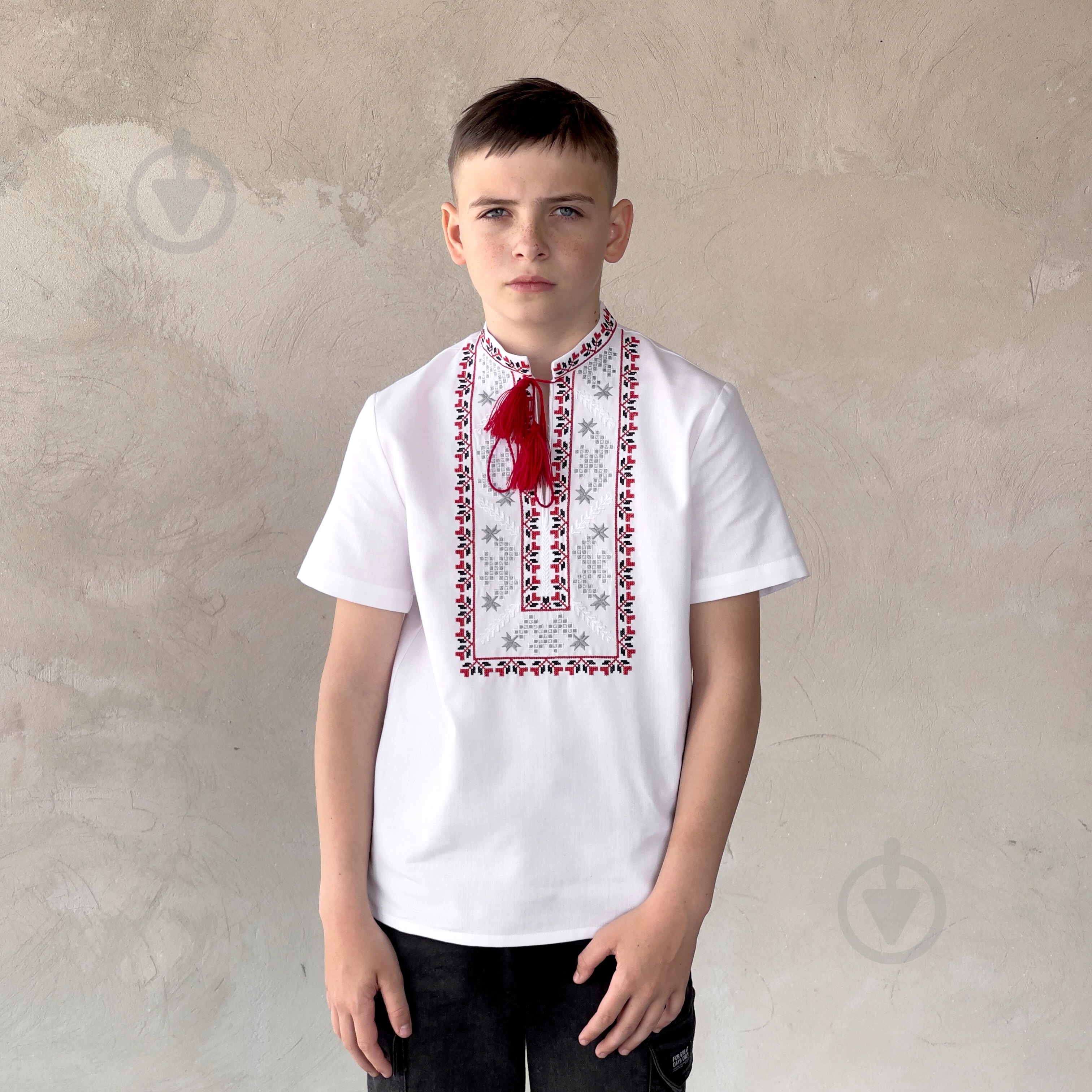 Вышиванка для мальчиков Эдельвика р.140 белый 163-25/09 - фото 2