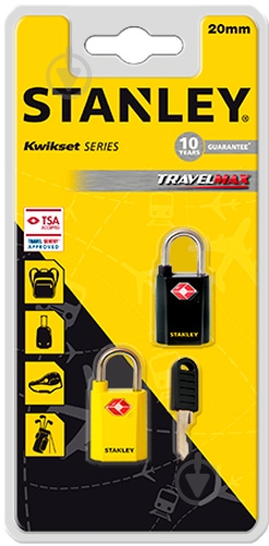 Замок навесной кодовый Stanley S742-064 20 мм 81181393401 2 шт./уп. желтый - фото 5 Замок навесной кодовый Stanley S742-064 20 мм 81181393401 2 шт./уп. желтый - фото 5