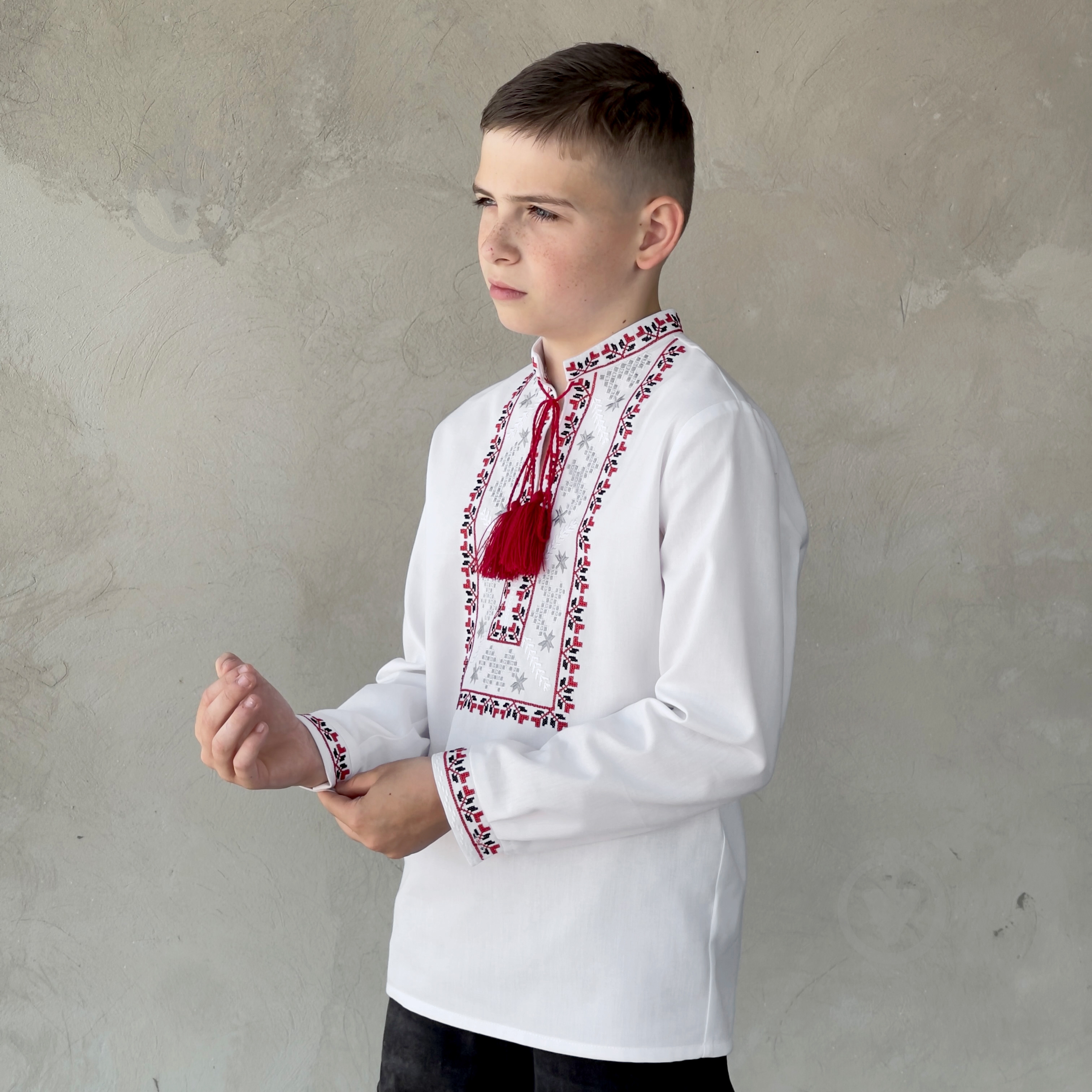 Вышиванка для мальчиков Эдельвика р.116 белый 164-25/09 - фото 1