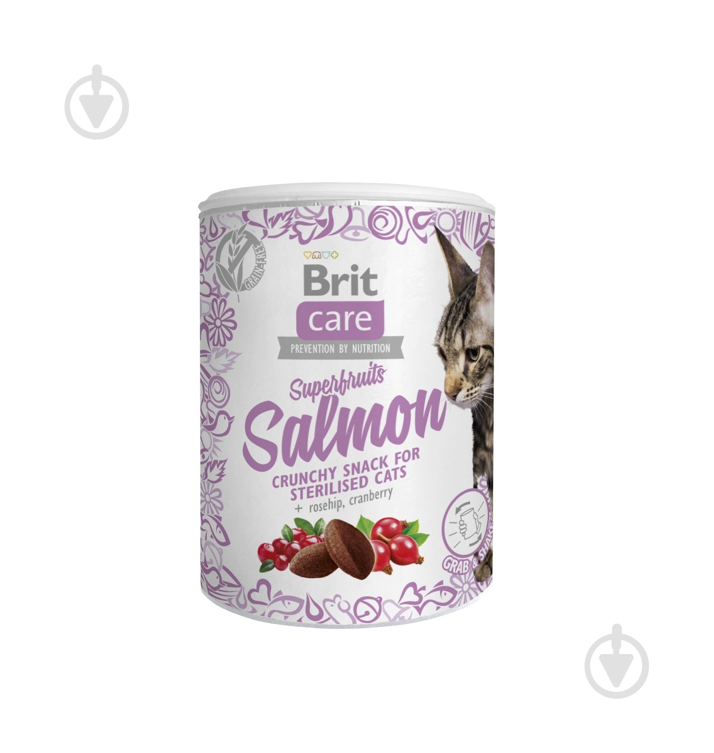 Лакомство Brit Care Superfruits для стерилизованных кошек Salmon с лососем, шиповником и клюквой 100 г - фото 1