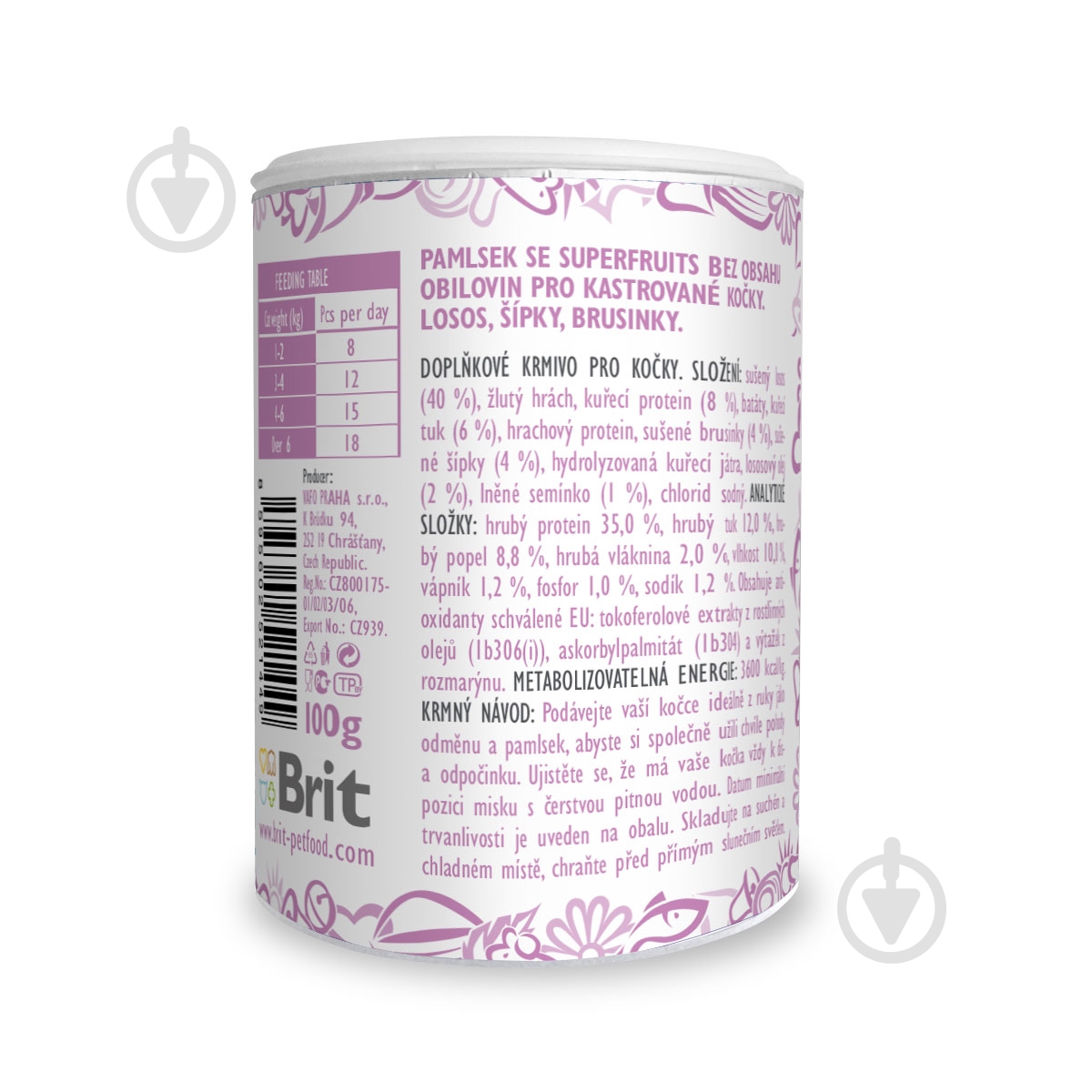 Лакомство Brit Care Superfruits для стерилизованных кошек Salmon с лососем, шиповником и клюквой 100 г - фото 3