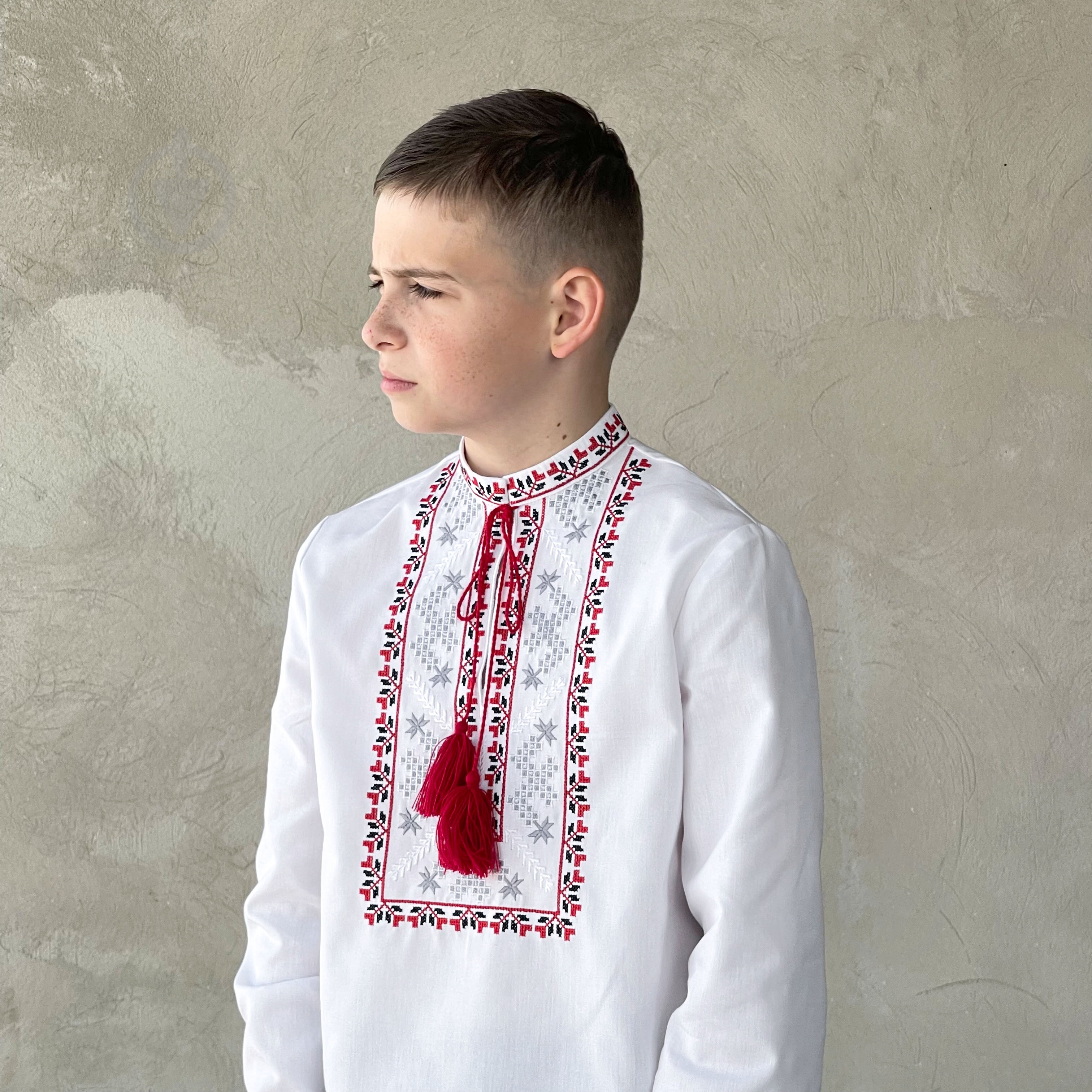 Вышиванка для мальчиков Эдельвика р.134 белый 164-25/09 - фото 3