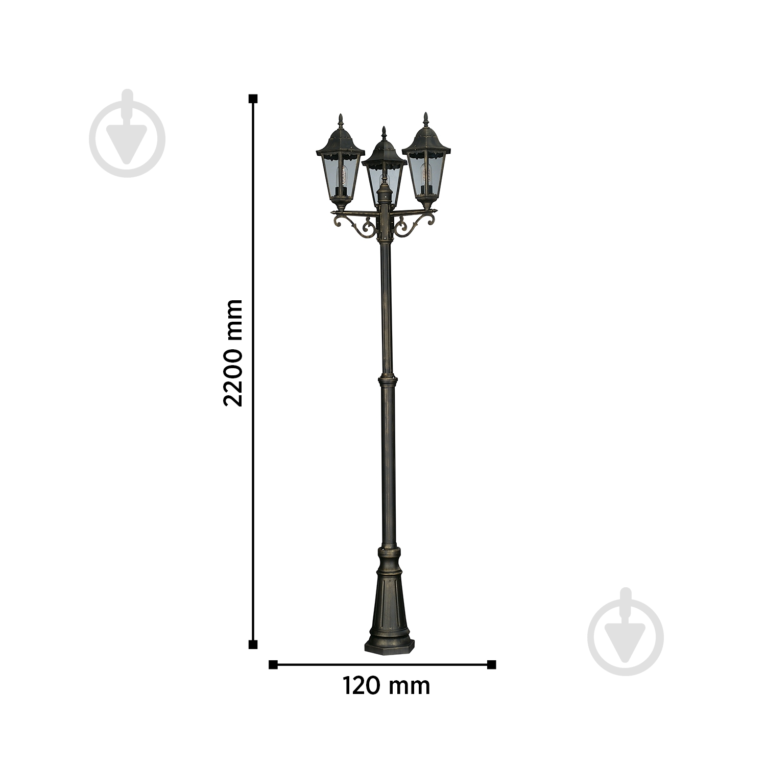 Фонарный столб Blitz E27 100 Вт IP44 античная бронза 5020-63 - фото 2