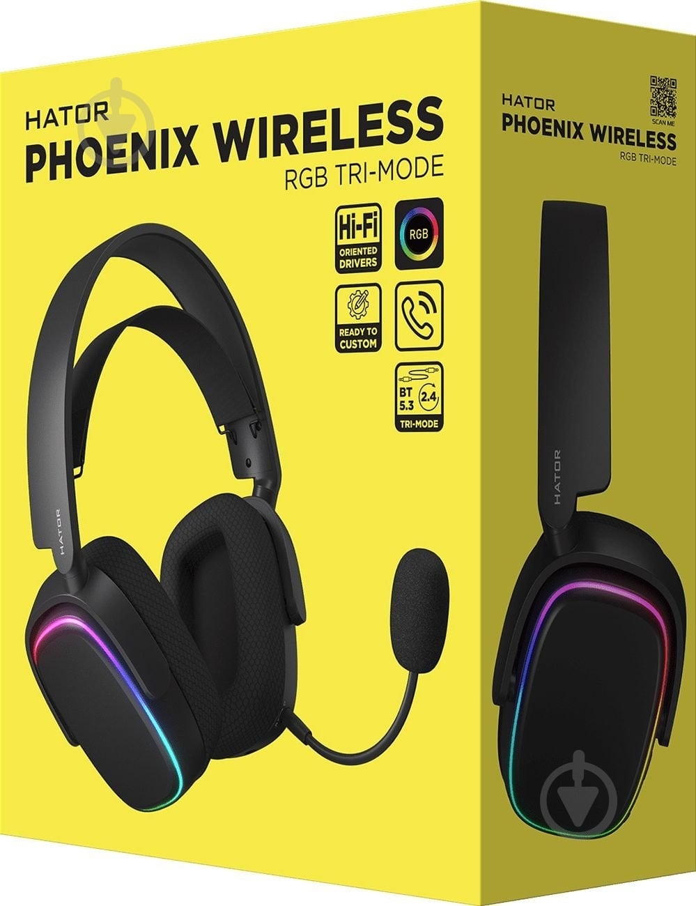 Гарнітура Hator Phoenix Wireless RGB Tri-mode black (HTA-870) - фото 6 Гарнітура Hator Phoenix Wireless RGB Tri-mode black (HTA-870) - фото 6